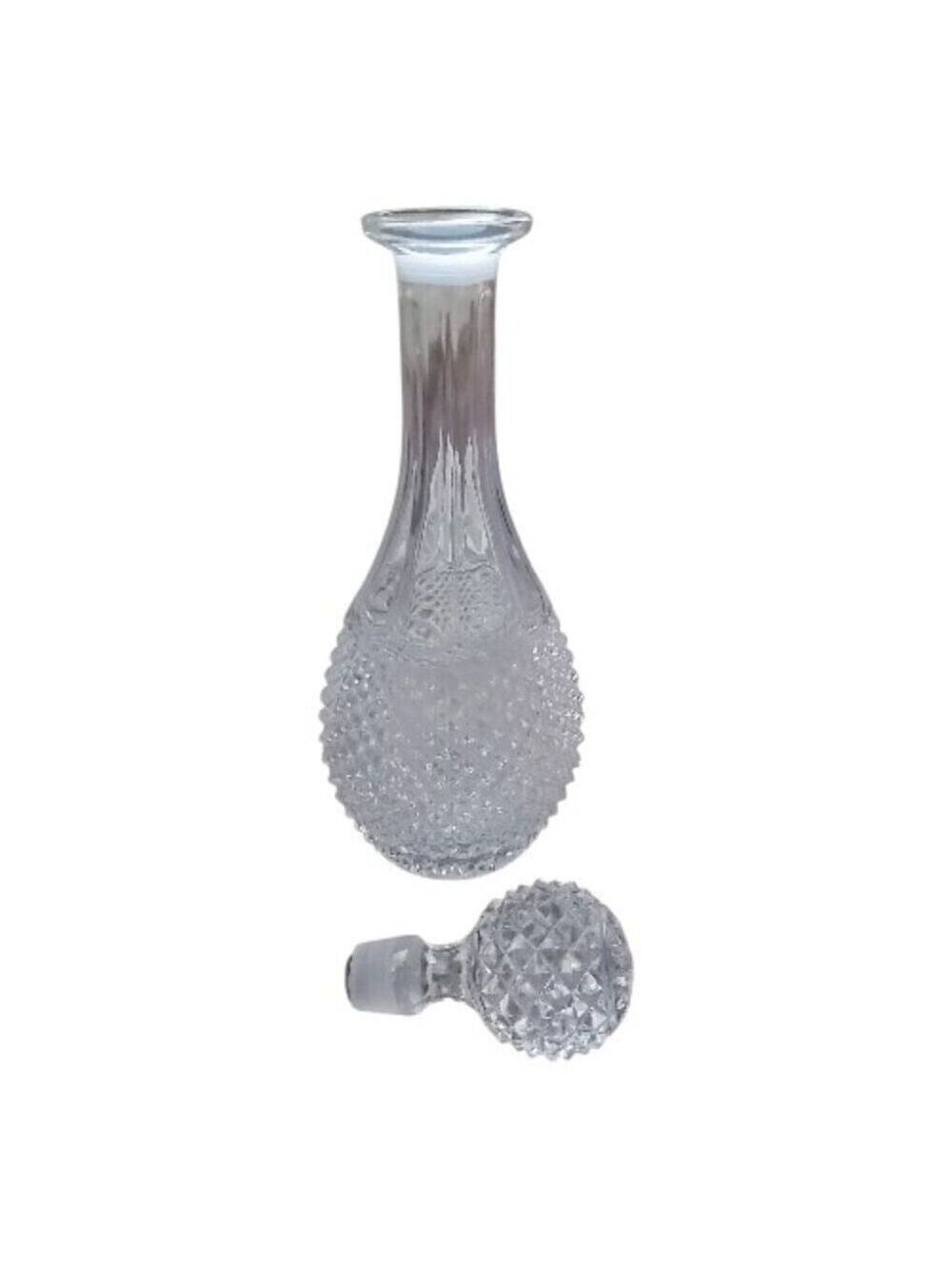 Vintage Crystal Decanter Pineapple Hobnail Cut Glass Stopper 13" Tall Clear